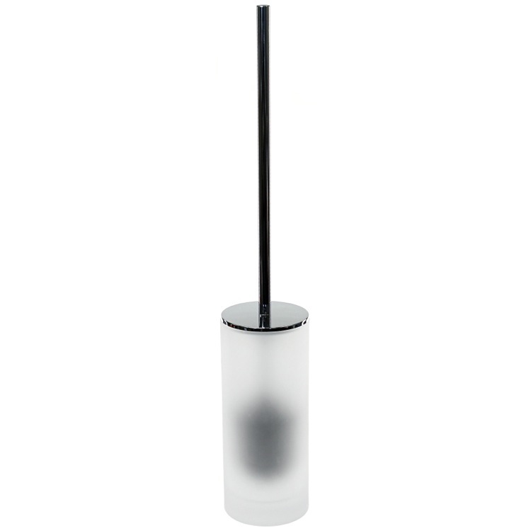 Gedy TI33-02 White Toilet Brush Holder in Glass and Polished Chrome Steel